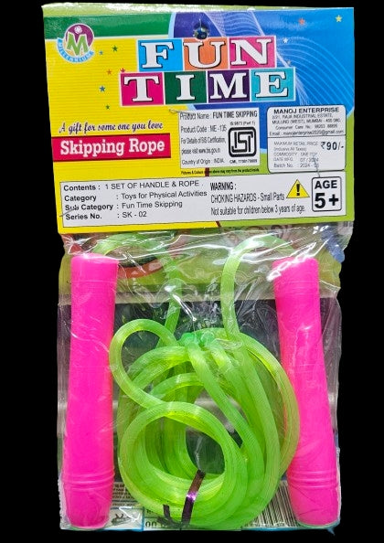 All Time Neon skipping Rope Vibrant Jumping Ropes for Kids Durable Skipping Ropes Gifting for Boys and Girls