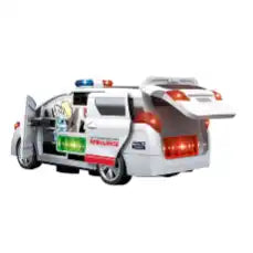 Electric 360 Degree Rotating Ambulance Toy Car with Sound and Light for Kids