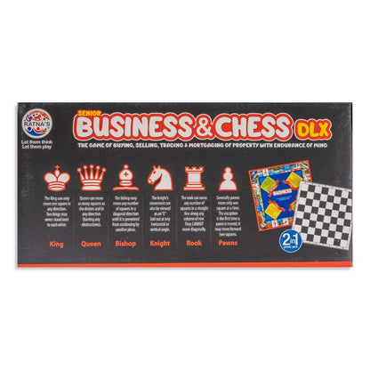 2 in 1 Business and Chess Deluxe Board Game with Biscuit Coins for Kids Develop Concentration and Brain Skills with Multicolor Paper and Plastic Set Perfect Family Strategy Game for All Ages