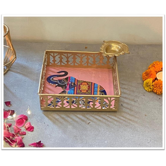 Pichwai Diwali Diya Tray