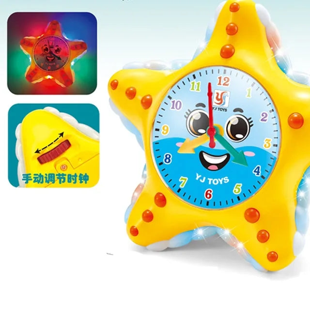 Learning electric clock toy walking obstacle avoidance teaching clock with Light educational toy for kids