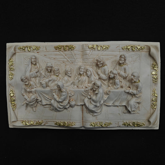 The Last Supper Jesus and His Apostles Italian Catholic 3D Statue Sculpture frame showpiece Figurine