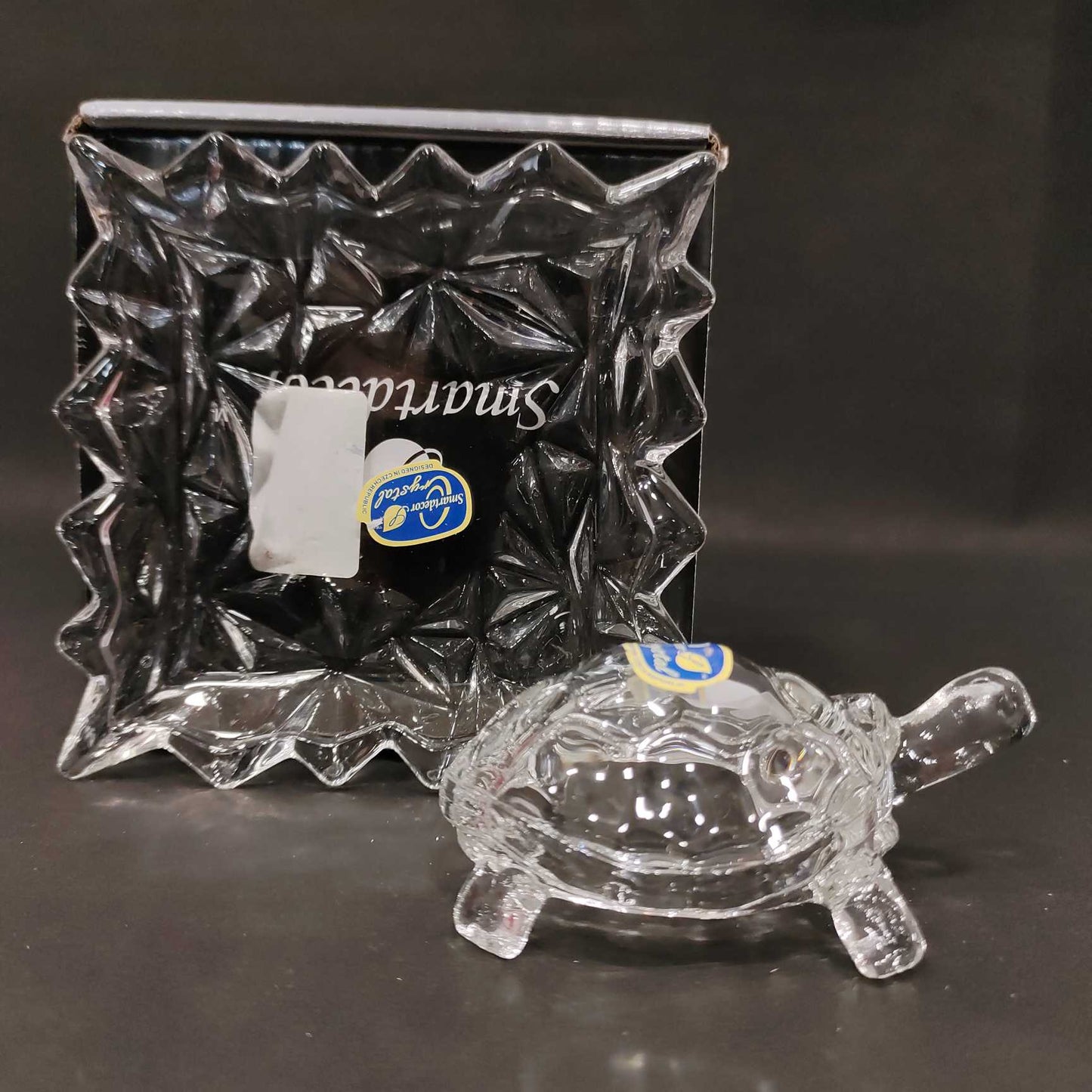 Crystal Tortoise and square Plate for return gift