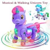 Unicorn Electric Pet Walking Musical Toys for Kids with Battery Operated Leash with 3D Light and Sound Animal Glowing Model for Kid