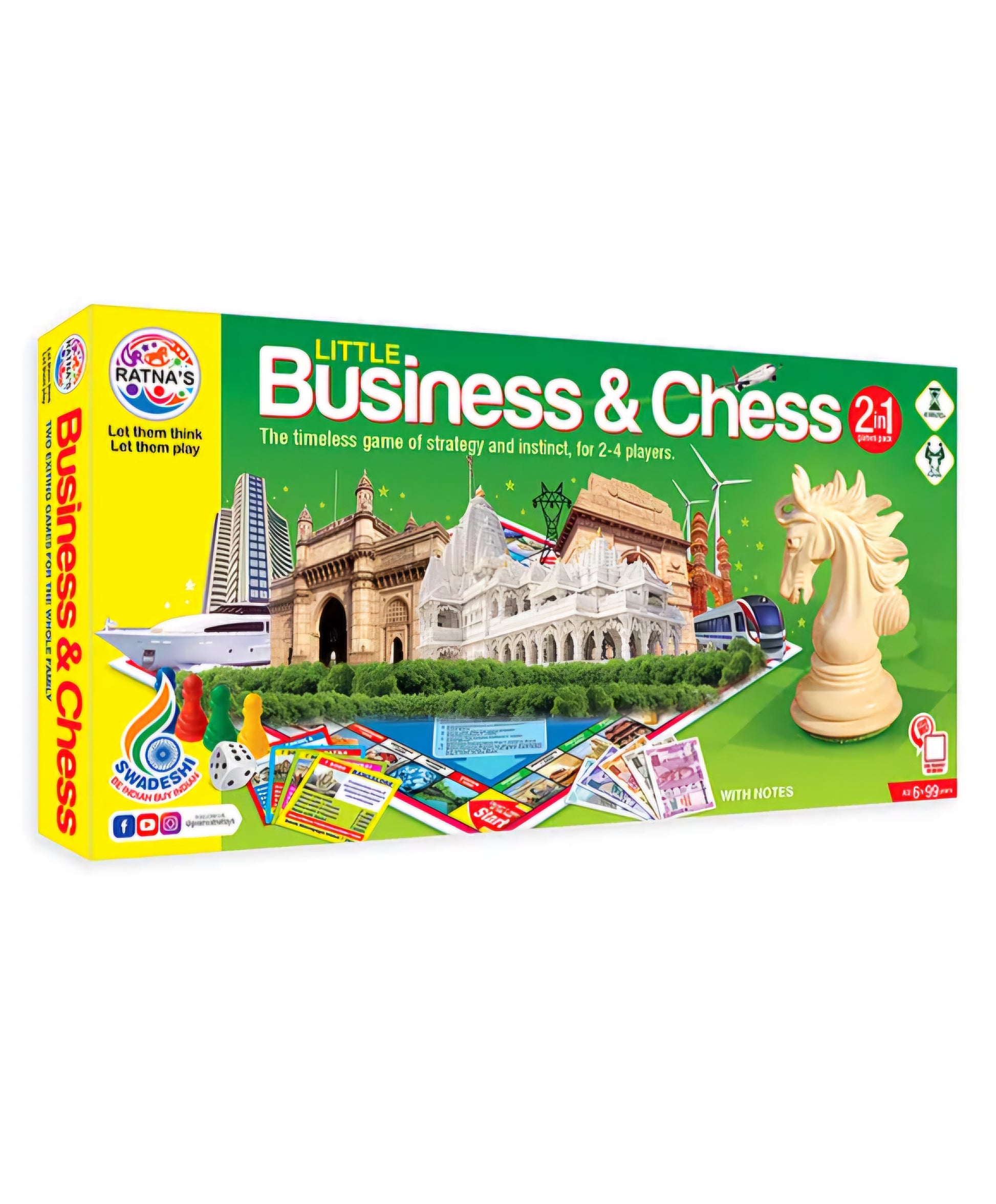 Little Business and Chess 2in1 foldable board with Chess picks and business game utilities pack for 6 to 99 years age