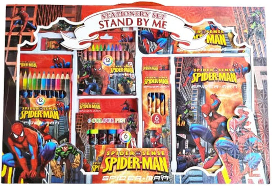 Spiderman Cartoon Big Stationery Combo with Colors & Accessories stationery kit set for Kids Girls Boys Ideal for Birthday Gifts