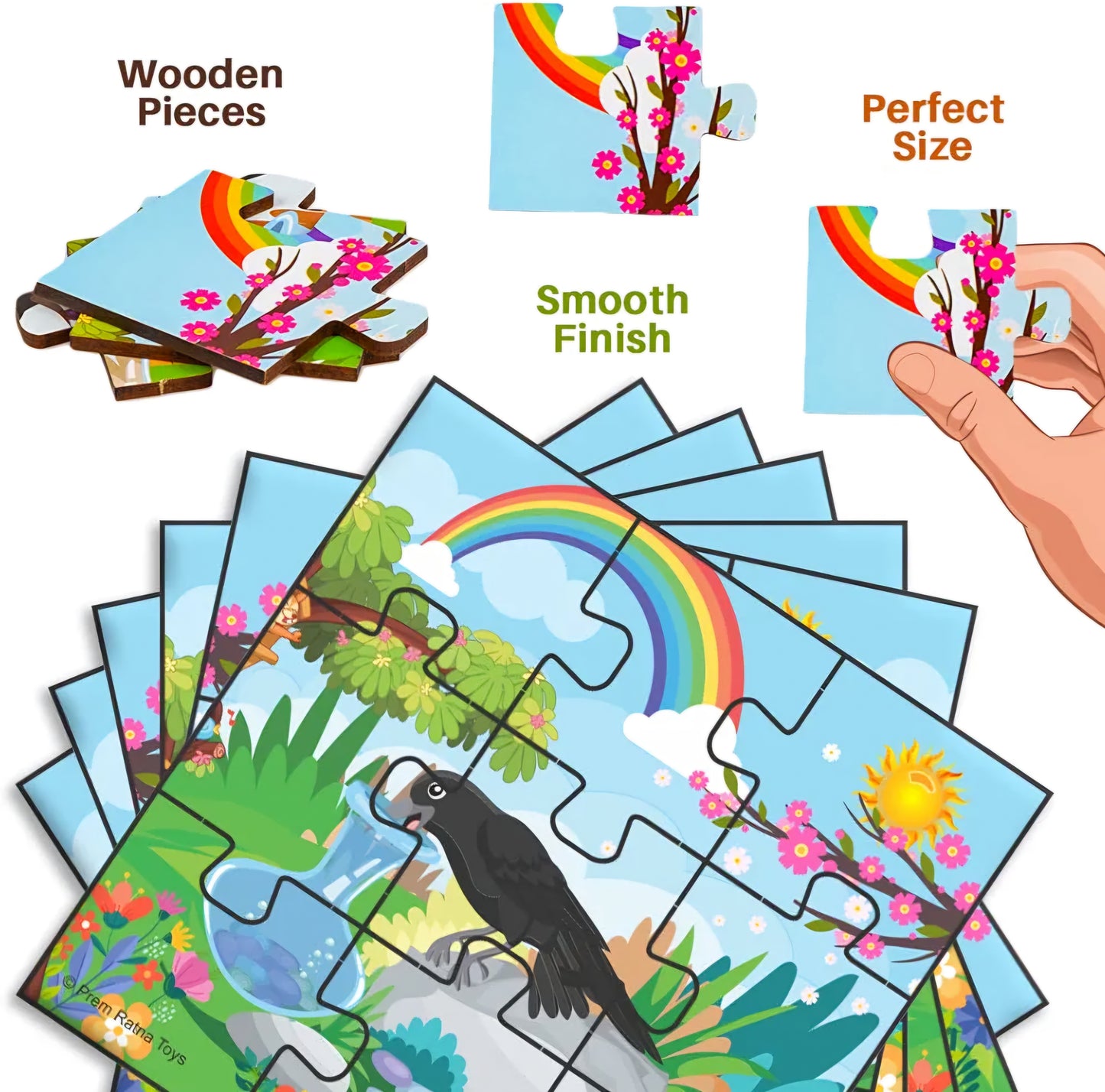 Wooden Jigsaw Story Puzzle Thirsty Crow for Kids 54 Pieces Puzzle for Kids