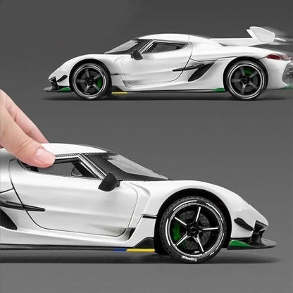 Koenigsegg One Model Car Sports Car Alloy Metal Pull Back Car Diecast Metal Pullback Toy Car with Openable Doors & Light Music Toys for kids