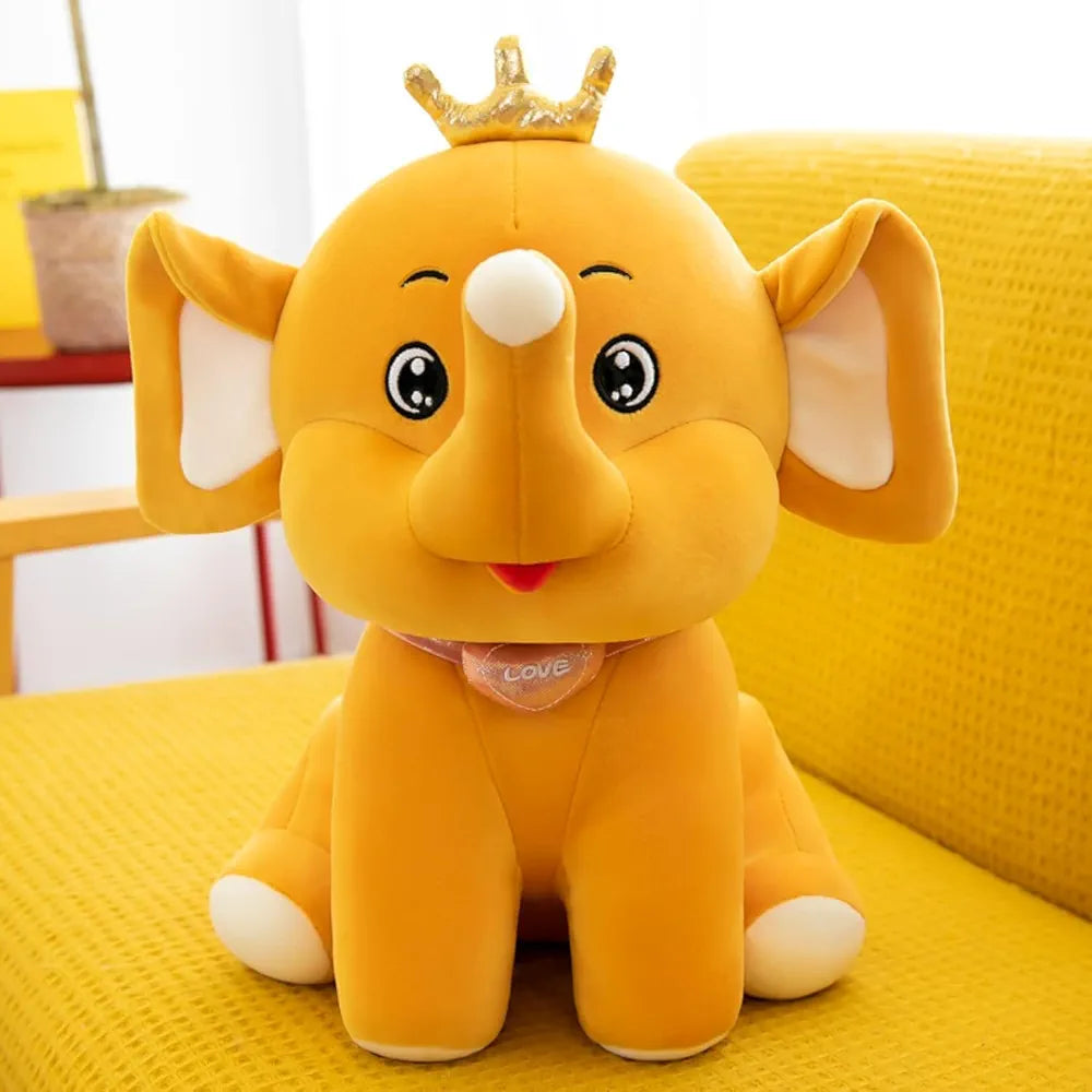 Cute Lovely Elephant with Crown Super Soft Stuffed Plush Toy Cartoon Characters Kids Favorite Ellie Soft Toy Animal Smile Home Decoration Item