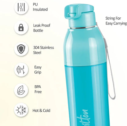 Milton Water Bottle Steel Convey 900 PU Insulated, Inner Stainless Steel Hot & Cold Bottle, 630 ml, Leak Proof, BPA Free, Ideal for Home, Office, Gym, Travelling Water Bottle