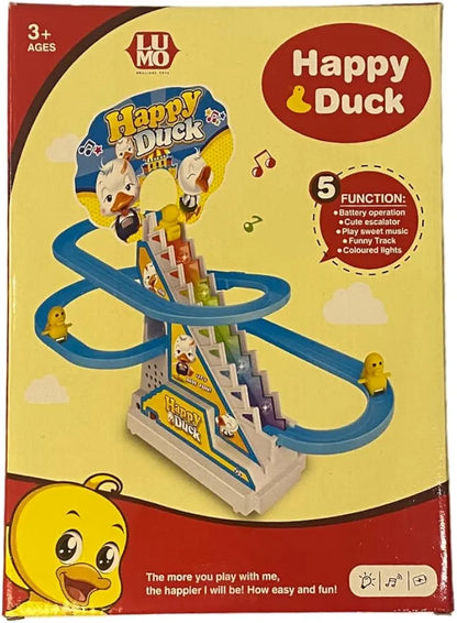 Duck Slide Toy Set Funny Automatic Stair Climbing Ducklings Cartoon Race Track Set Little Lovely Duck Slide Toy Escalator Toy For kids