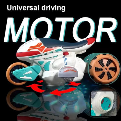 Motorcycle Toy for Kids Features 360 degrees rotation drift capabilities and interactive lighting and music for endless fun for kids