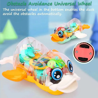 Play Bump n Go 3D Gear Transparent Duck Toy with Sounds and Colorful Lights Musical toy for boys and girls kids toys sound toy for kids birthday gift