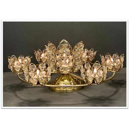 Lotus Crystal Metal Urli 1pc For Diwali