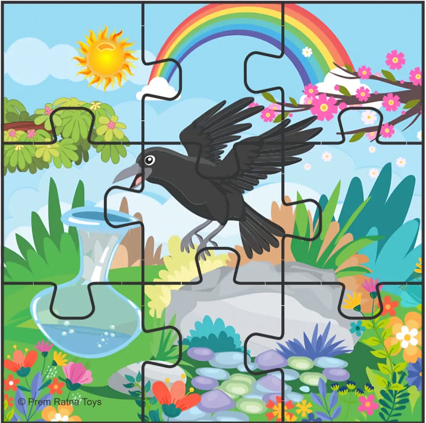 Wooden Jigsaw Story Puzzle Thirsty Crow for Kids 54 Pieces Puzzle for Kids