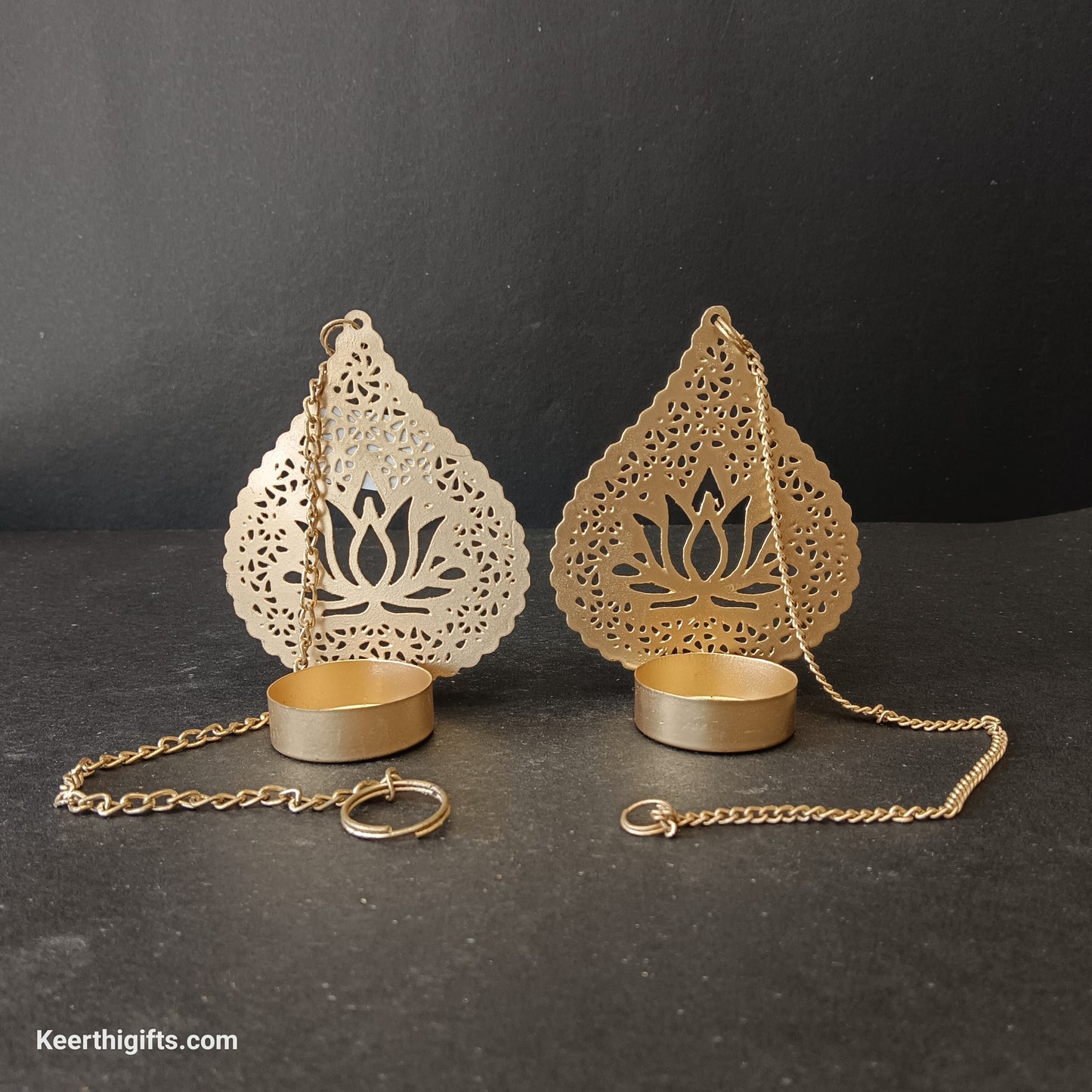 2 piece set Lotus hanging candle stand