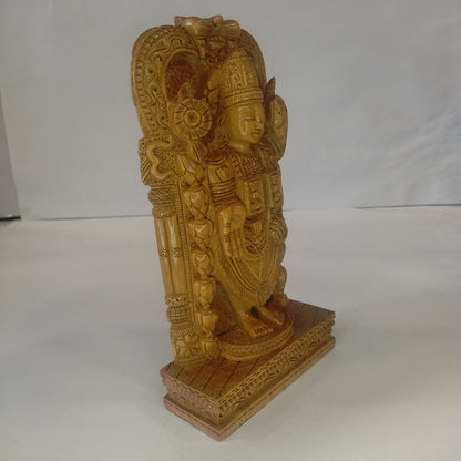 Wooden Tirupati Balaji on Base