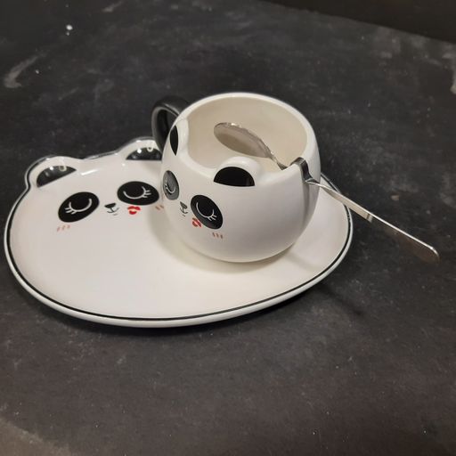 Panda cup and saucer with spoon