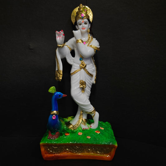 Gokul Krishna with peacock standing posture Idol for Home Decor