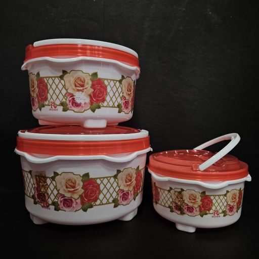 Rose floral designed 3piece set storage container for grocery storage purpose