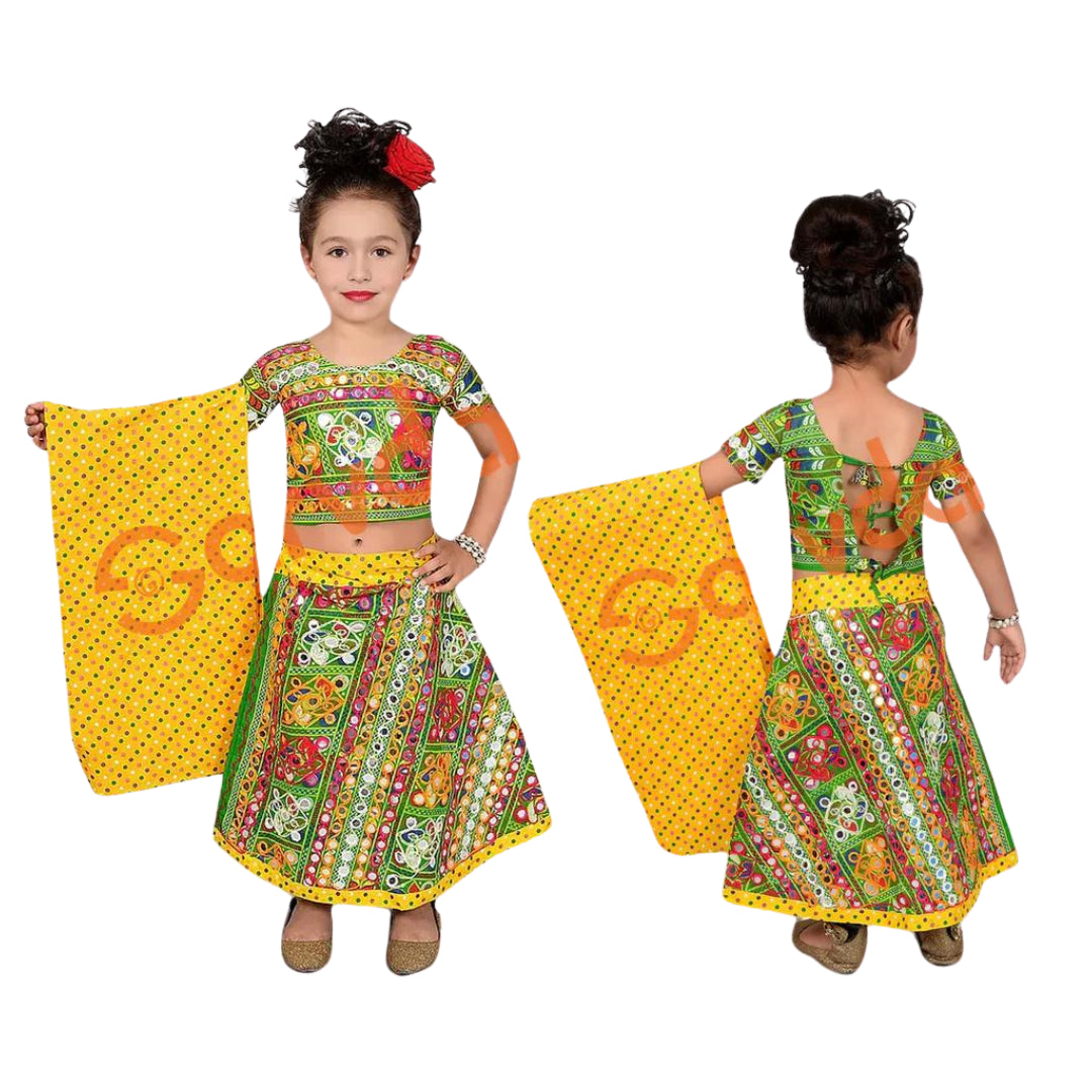 Mirror Work Lahenga - Random Colour - 1-2 Years/15 no