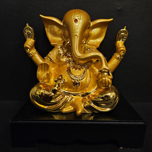 Handcrafted Golden Lord Ganesha Idol for Home Decor and Spirituality