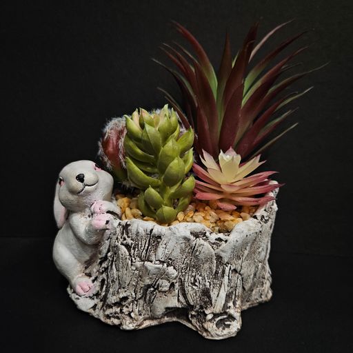 Artificial Succulent Plant with Polyresin Pot