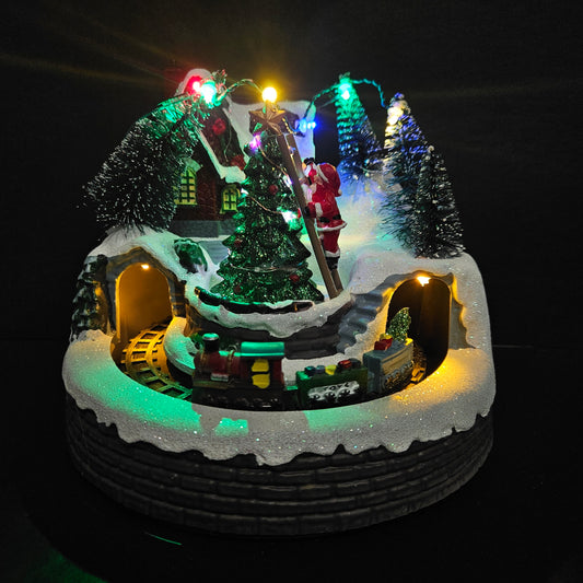 Christmas Scene Village House Building Rotating for Indoor Bedroom Ornament Christmas Tree