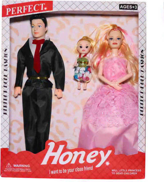 Honey Couple Doll Set with Accessories for Kids Girls with Foldable Hands for Baby Girls