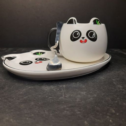 Panda cup and saucer with spoon