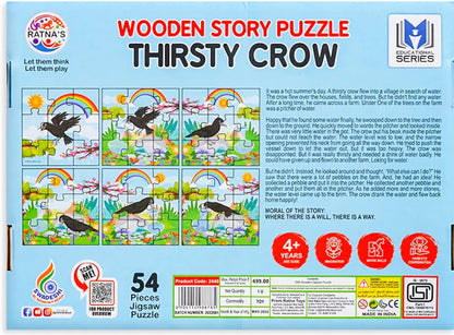 Wooden Jigsaw Story Puzzle Thirsty Crow for Kids 54 Pieces Puzzle for Kids