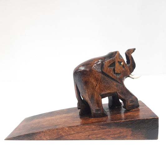 Wooden Elephant Dressed Door Stopper Oxod