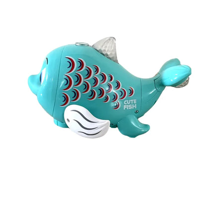 Cute Dancing Fish Blow The Ball Flashing Colourful Lights Musical Fish Toy Blowing Ball Toys for Babies Boys & Girls