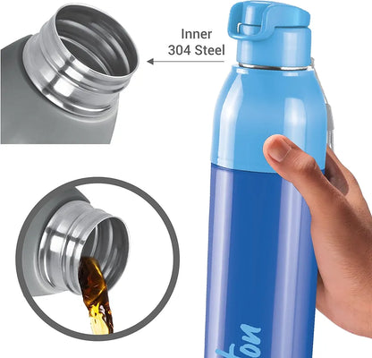 Milton Water Bottle Steel Convey 600 PU Insulated, Inner Stainless Steel Hot & Cold Bottle, 520 ml, Leak Proof, BPA Free, Ideal for Home, Office, Gym, Travelling, Blue