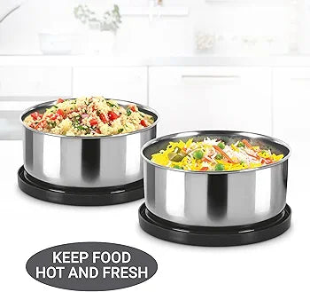 MILTON Triple Decker Lunch Box, 2 Oval Containers 2 Round Container each and Cutlery with Insulated Bag, Office Tiffin for Men, Women, Leak-Proof, Easy to Carry