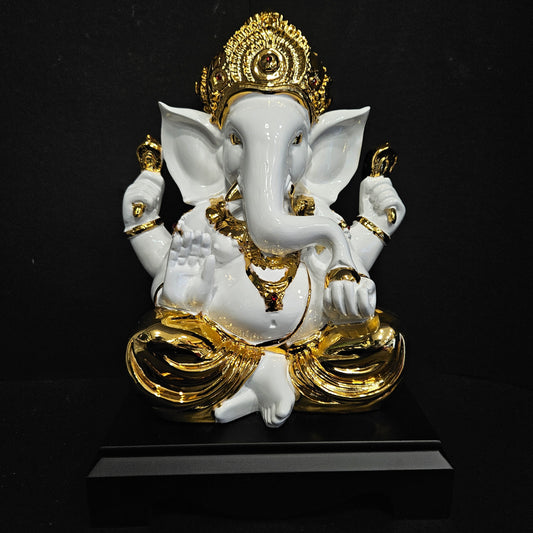 Gold Plated Ganesh Ji Murti Ganesh Ganpati Ji Maharaj Murti Statue Idol for Home Decoration Showpiece Pooja Room Gifted Piece Office Decor