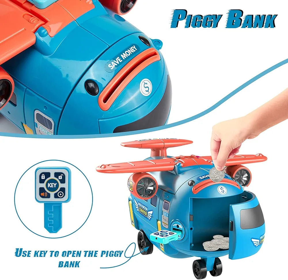 Airplane Toy, Steering Wheel Stimulation Toys Kids Play Helicopter Toy with Sound Light Musical Toy for Toddler Educational Piggy Bank Toy Gift for 6 years above age Kids Boys Girls