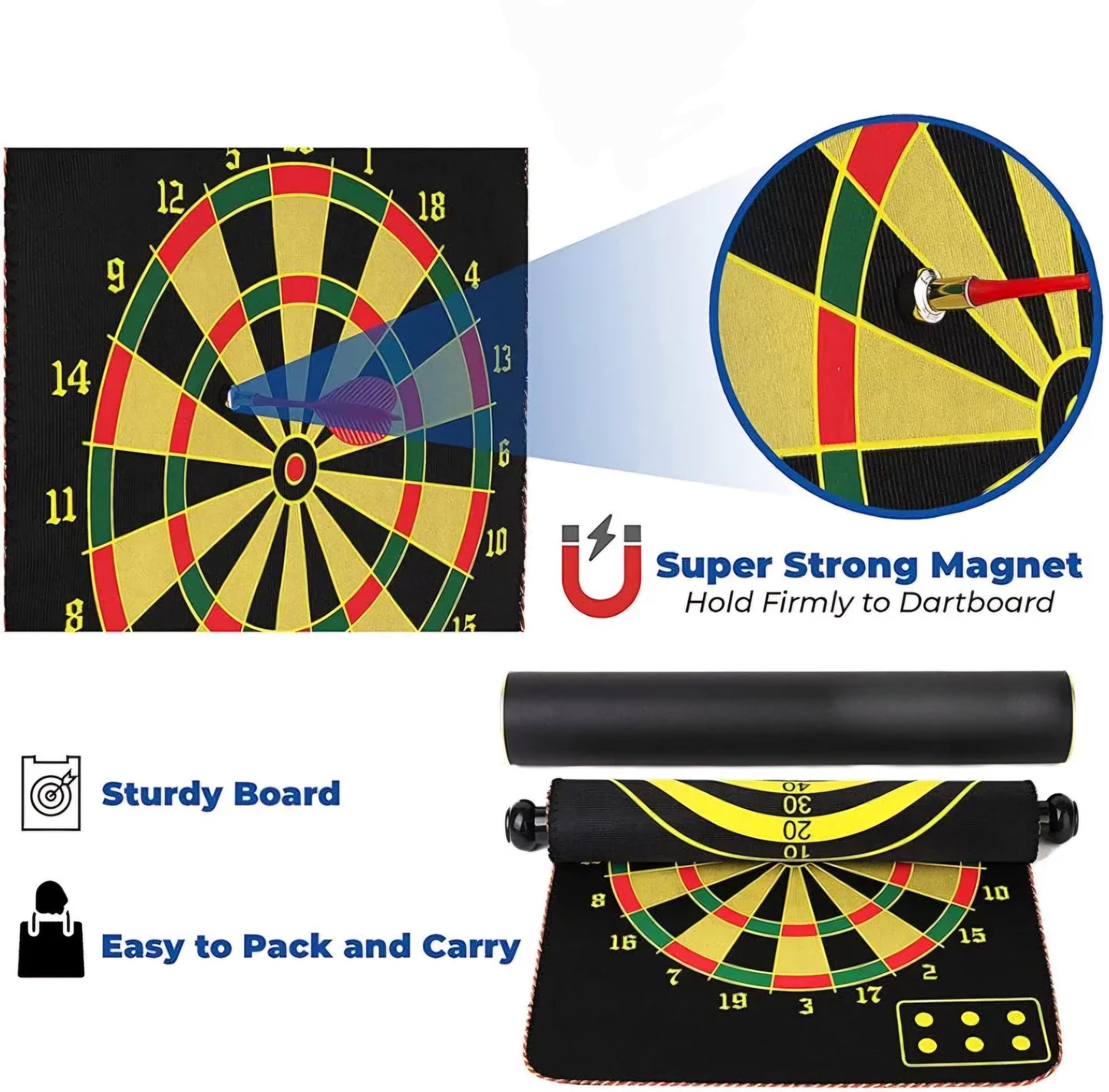 Magnet Dart Board Game for Kids Double Sided Magnet Dart Board with Darts