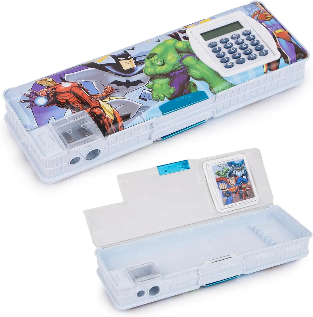 Cartoon characters themed stationery box with calculator,Sharpener box for kids