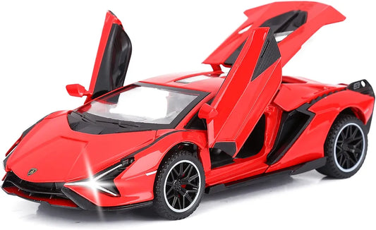 Diecast Lamborghini Alloy Metal Pull Back Die-Cast Car Scale Model Pullback with Sound Light Mini Auto Toy car for Kids Best Gifts Toys for Kids Boys