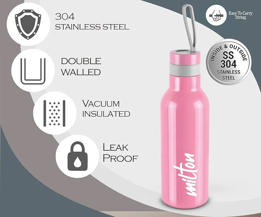 Milton smarty 600 Thermosteel 24 Hours Hot and Cold Water Bottle,490 ml,Water Bottle Pink