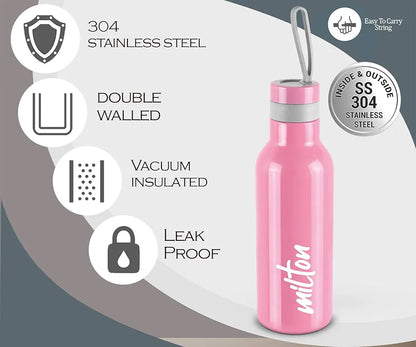 Milton smarty 600 Thermosteel 24 Hours Hot and Cold Water Bottle,490 ml,Water Bottle Pink