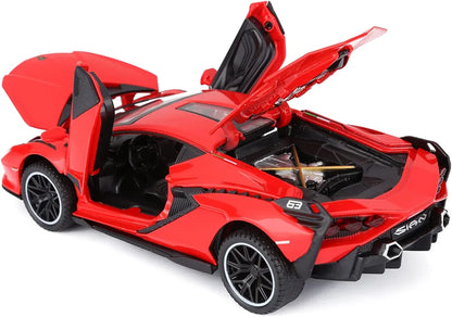 Diecast Lamborghini Alloy Metal Pull Back Die-Cast Car Scale Model Pullback with Sound Light Mini Auto Toy car for Kids Best Gifts Toys for Kids Boys