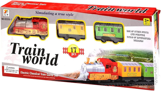 Train World Track Set for Kids Black Train for Ages 3 years aboveold Boys and Girls