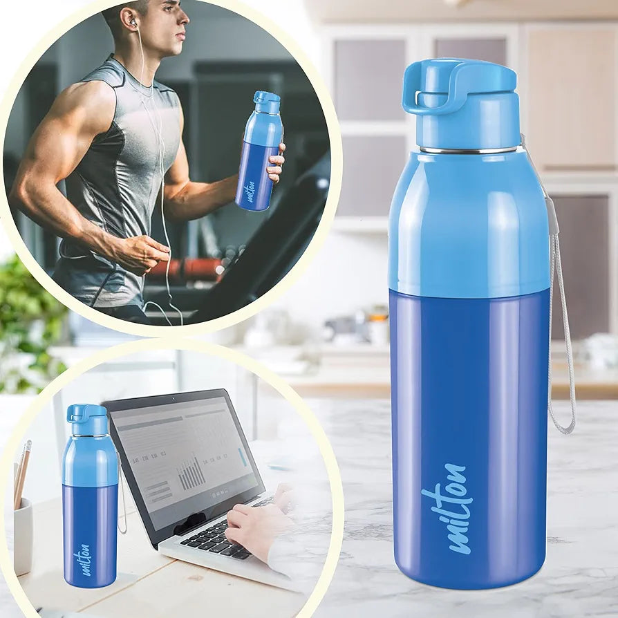 Milton Water Bottle Steel Convey 600 PU Insulated, Inner Stainless Steel Hot & Cold Bottle, 520 ml, Leak Proof, BPA Free, Ideal for Home, Office, Gym, Travelling, Blue