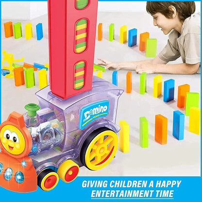 Fun Train Block Set Domino Train Toy with Music and 3D lights  Automatic Domino Block Laying Toy Train Set for Kids Fun