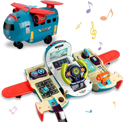 Airplane Toy, Steering Wheel Stimulation Toys Kids Play Helicopter Toy with Sound Light Musical Toy for Toddler Educational Piggy Bank Toy Gift for 6 years above age Kids Boys Girls