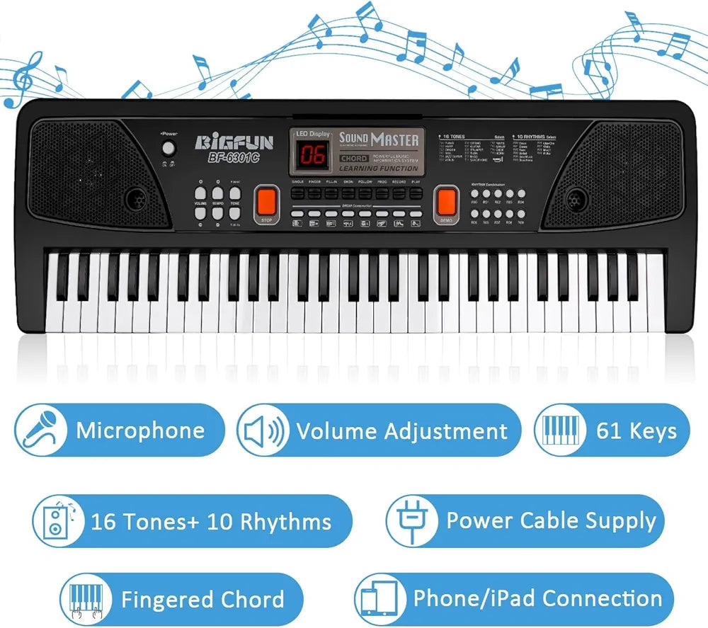 Piano Keyboard, Piano for Kids with Microphone Portable Electronic Keyboards for Beginners 61 Keys Kid Musical Toys Pianos for Girls Boys