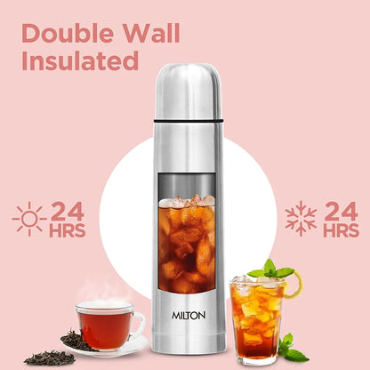 Flip Lid 350 Thermosteel 24 Hours Hot and Cold Water Bottle with Bag, 1 Piece, 350 ml, Silver double walled rust Proof Vacuum Insulated Leak Proof Water bottle