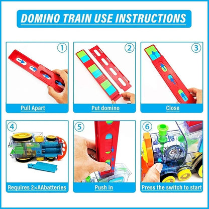 Fun Train Block Set Domino Train Toy with Music and 3D lights  Automatic Domino Block Laying Toy Train Set for Kids Fun